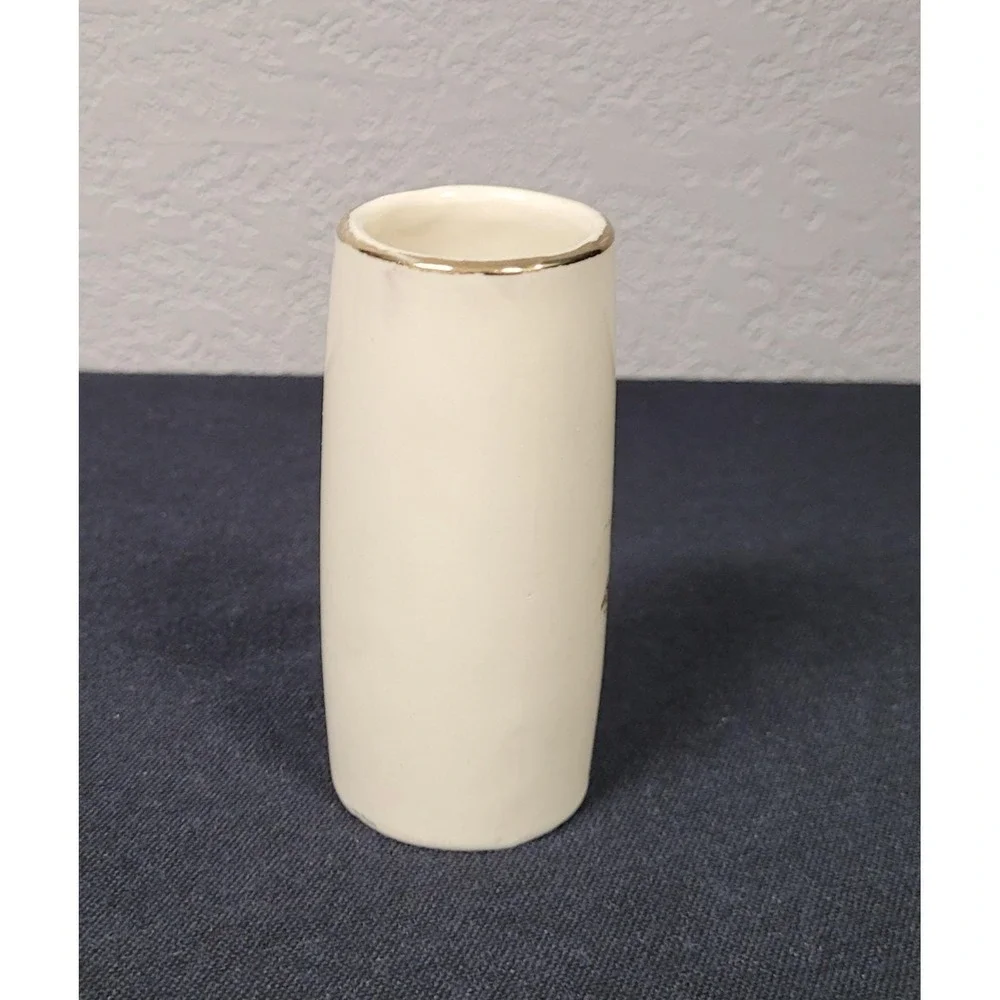 Japanese Porcelain Bud Vase Hand-Painted Rickshaw Floral Design Vintage 1950s